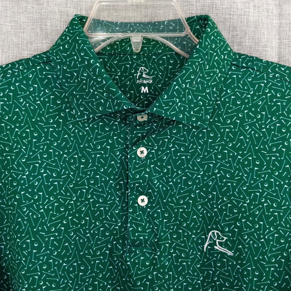 RHOBACK The Mulligan Men's Medium Fairway Green Golf Performance Polo Shirt